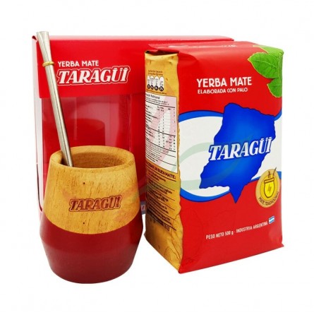 Kit: bombilla + calabash + yerba mate Taragui 500g
