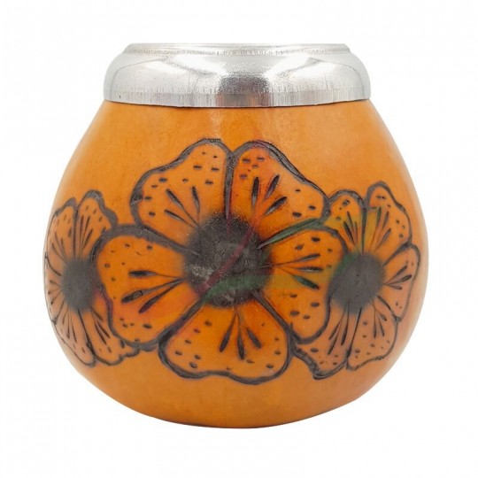 كأس متة تقليدي نقش زهرة