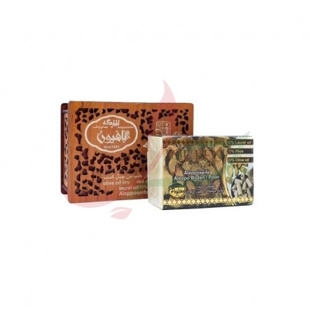 Aleppo clay soap (wooden box) Almalika 150g