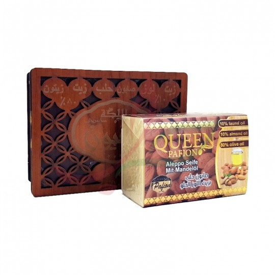 Jabón de Alepo con aceite de almendras dulces (caja de madera) Almalika 150g
